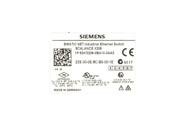 Siemens Simatic Net Industrial Ethernet Switch Scalance X208 6GK5208-0BA10-2AA3
