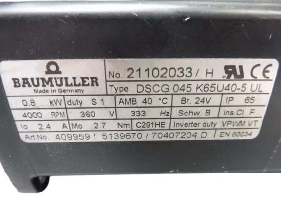 Baumüller/Nürnberg Servomotor DSCG045K65U40-5 UL