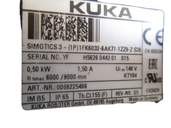 KUKA 3-Brushless-Servomotor 1FK6032-6AK71-1ZZ9-Z S36