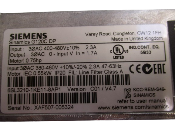 Siemens Sinamics G120C Profibus-DP 6SL3210-1KE11-8AP1
