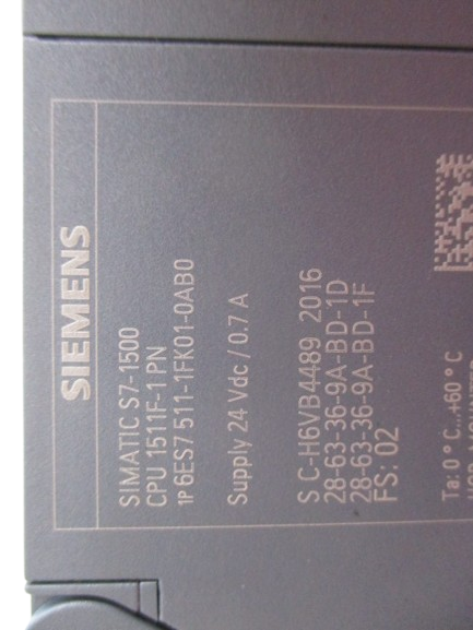 Siemens Simatic S7-1500 CPU1511F-1PN Zentralbaugruppe mit Arbeitsspeicher 6ES7511-1FK01-0AB0