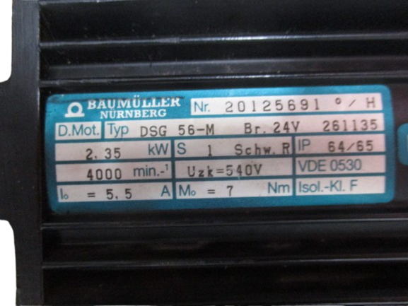Baumüller Nürnberg Servomotor Typ DSG56-M Art.Nr. 2088203/350.0159.3.00-2