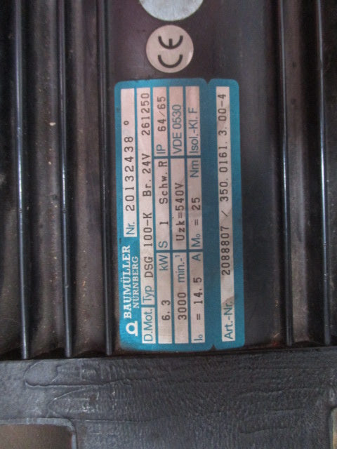 Baumüller Nürnberg Servomotor Typ DSG100-K Art.Nr. 2088807/350.0161.3.00-4