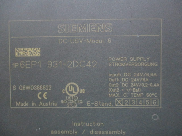 Siemens Sitop DC-USV-Modul 6EP1931-2DC42
