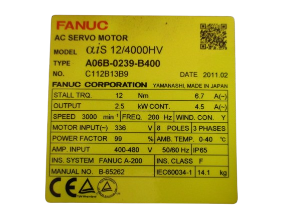 Fanuc A06B-0239-B400 AC Servomotor