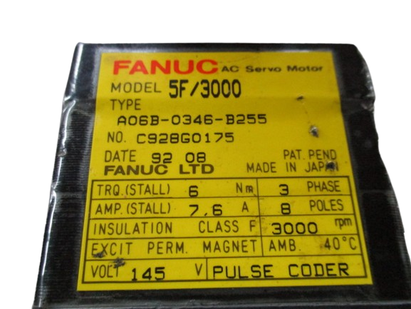 Fanuc AC-Servomotor A06B-0346-B255 Model 5F/3000