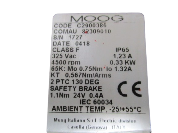 MOOG Servomotor Code C2900386 Comau 82309010 S/N 1727