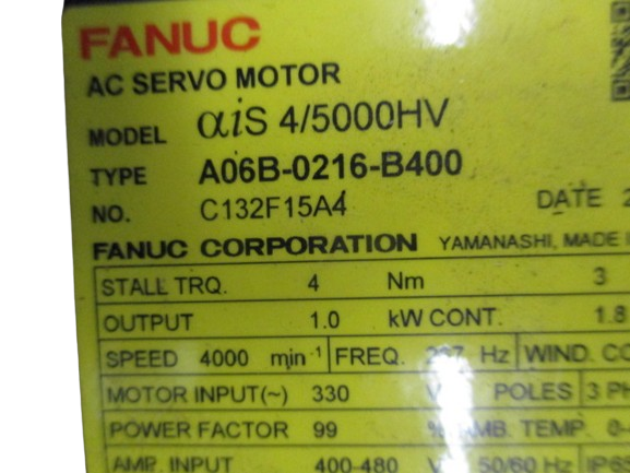 Fanuc A06B-0216-B400 AC Servomotor