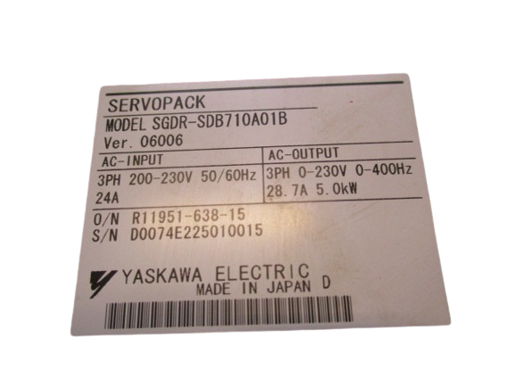 Yaskawa Motoman Servopack Model SGDR-SDB710A01B