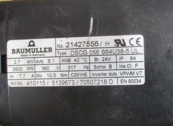 Baumüller/Nürnberg Servomotor Typ DSCG 056S64U38-5 UL