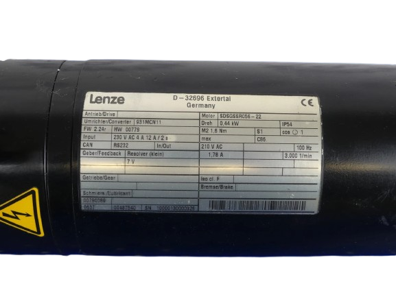 Lenze 3 phase synchronous motor SDSGSSR056-22