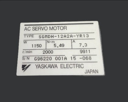 Yaskawa Motoman AC Servomotor SGMDH-12A2A-YR13