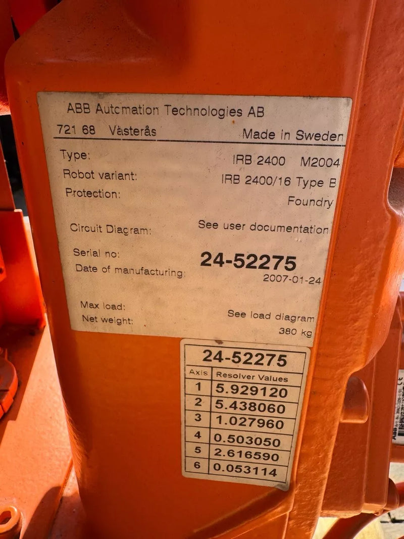 Roboter ABB Robotics IRB 2400/16 IRC5 M2004, Foundry, Bj.2007- inkl. 19% MwSt.  nur Mechanik