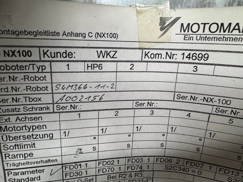 Roboter Yaskawa Motoman HP6 NX100 Steuerung komplett
