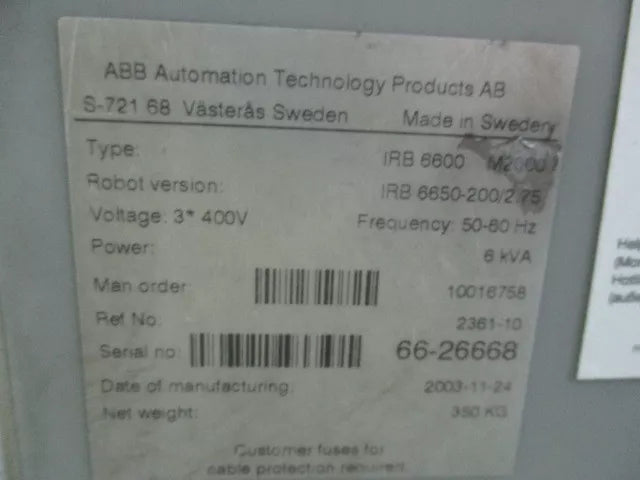 Roboter ABB Robotics IRB6650 Foundry 200/2.75 S4C+ M2000 , Profibus