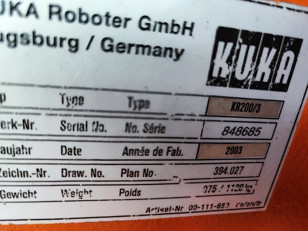 Roboter KUKA KR200/3 - nur Mechanik