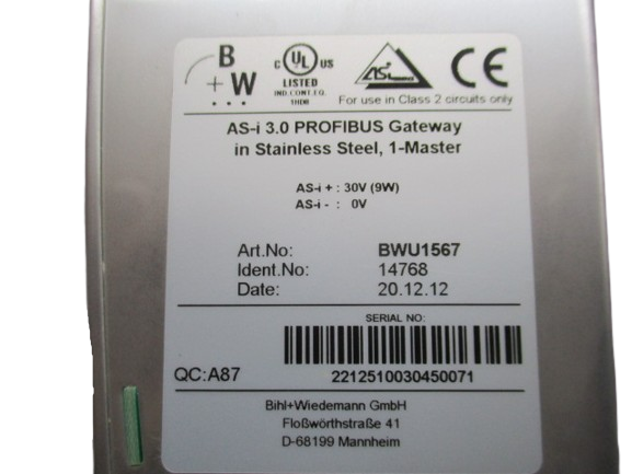 Bihl + Wiedemann AS-i 3.0 Profibus Gateway BWU 1567 ID14768
