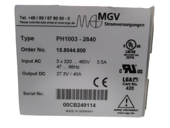 MGV Stromversorgung Type PH1003 – 2840 Order Nr. 15.8044.200 Netzteil