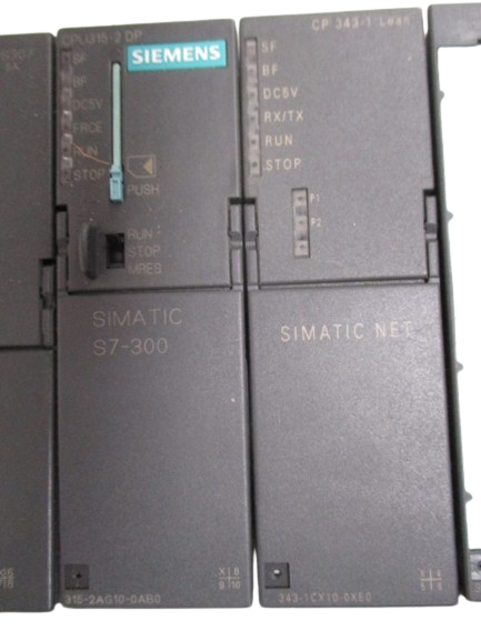 Simatic Profischiene 6ES7390-1-AE80-0AA0 inkl. CP 343-1 Lean Simatec Net 6GK7343-1CX10-0XEO, S7-300 CPU 315-2DP Zentralbaugruppe 6ES7315-2AH14-0AB0, Simatic PS 307 Hutschienen Netzteil, SM 321 Digitale Ausgabe, SM 322 Digitale Ausgabe