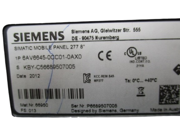 Siemens Simatic Mobile Panel 6AV6645-0CC01-0AX0