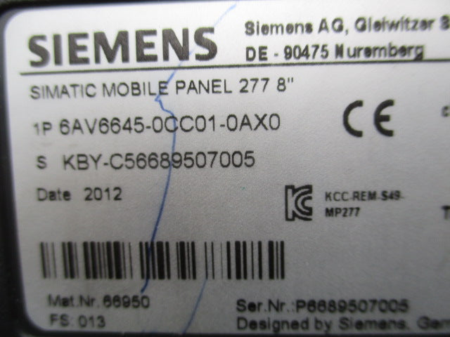 Siemens Simatic Mobile Panel 6AV6645-0CC01-0AX0