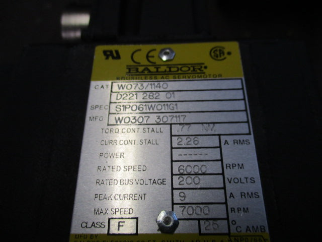 Baldor W073/1140 D221 282 01 Brushless AC Servomotor
