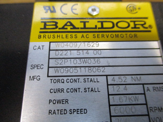 Baldor W0409/1629 D221 514 00 Brushless AC Servomotor