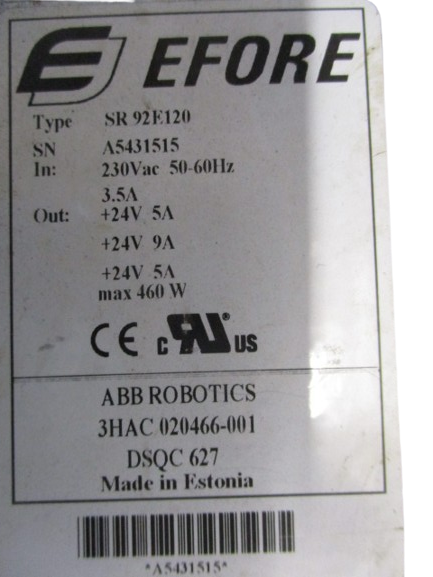 ABB Robotics DSQC627 (3HAC020466-001) IRC5 Power Supply Type SR92E120