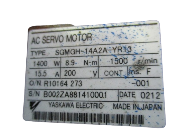 Yaskawa Motoman AC servo motor type SGMGH-14A2A-YR13