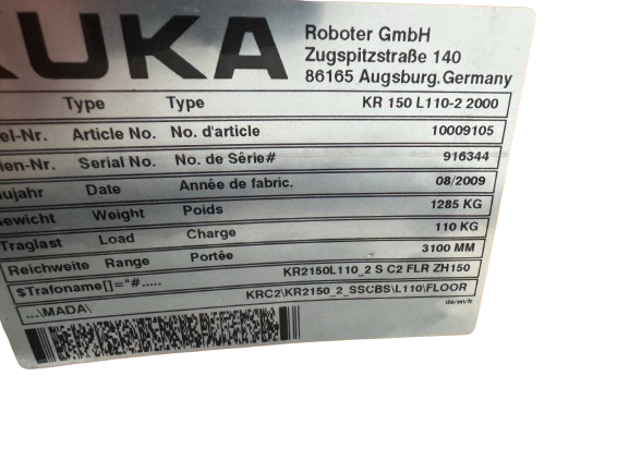 Roboter KUKA KR150L110-2 2000 Seriennummer 916344