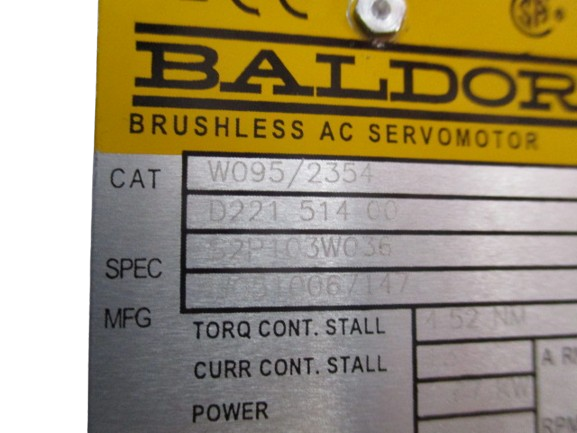 Baldor W095/2354 D221 514 00 Brushless AC Servomotor