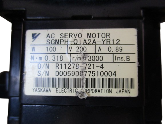 Yaskawa Motoman AC servo motor type SGMPH-01A2A-YR12
