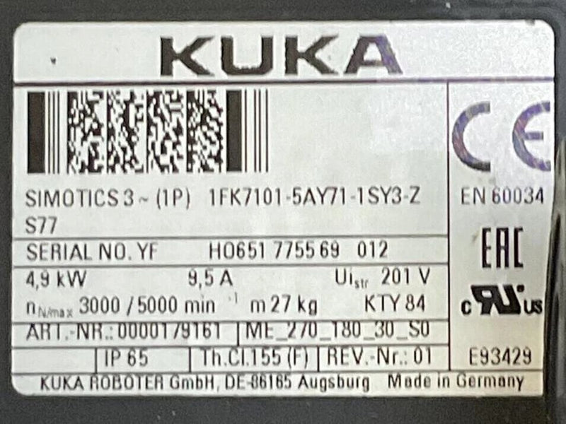 KUKA 1FK7101-5AY71-1SY3-Z S77 Servomotor