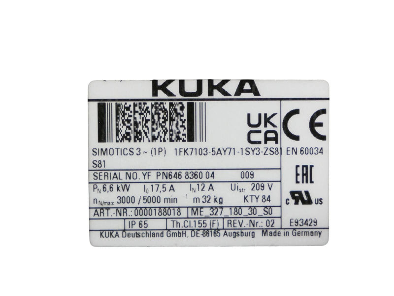 KUKA 1FK7103-5AY71-1SY3-Z S81 Servomotor