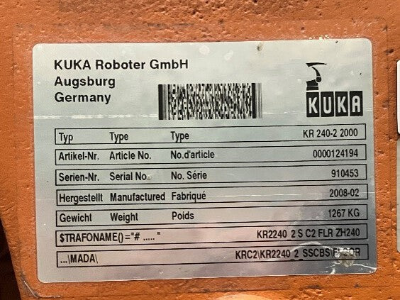 Roboter KUKA KR 240-2 2000 Seriennummer 910453 Industrieroboter inklusive Schaltschrank 57278