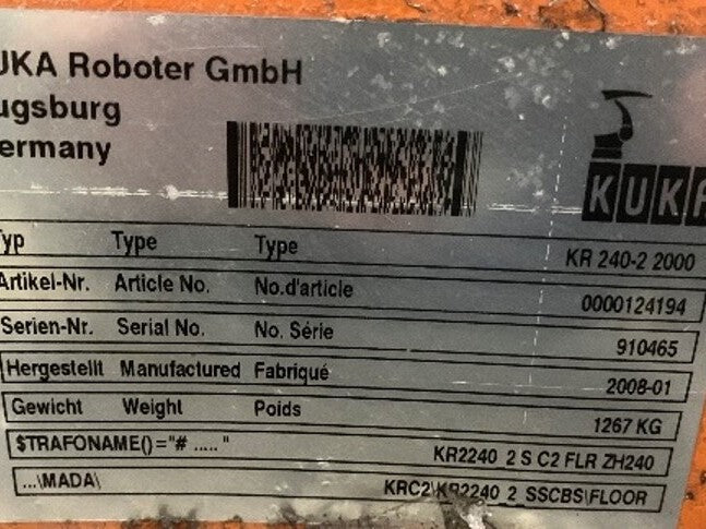 Roboter KUKA KR 240-2 2000 Seriennummer 910465 Industrieroboter inklusive Schaltschrank 52697