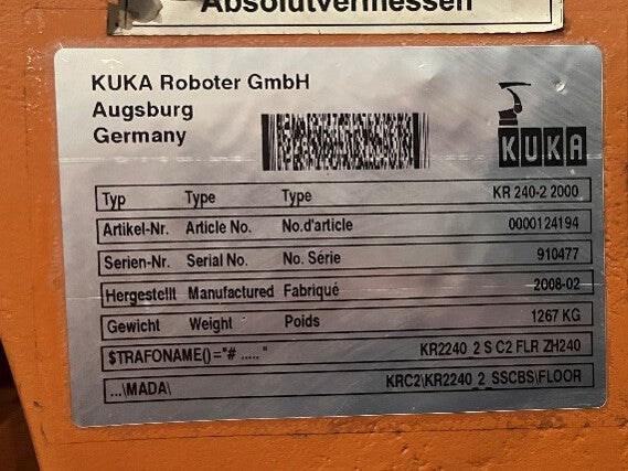 Roboter KUKA KR 240-2 2000 Seriennummer 910477 Industrieroboter inklusive Schaltschrank 57279