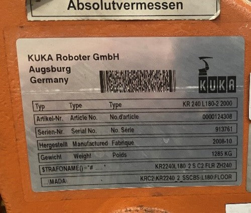 Roboter KUKA KR 240 L180-2 2000 Seriennummer 913761 Industrieroboter inklusive Schaltschrank 52330