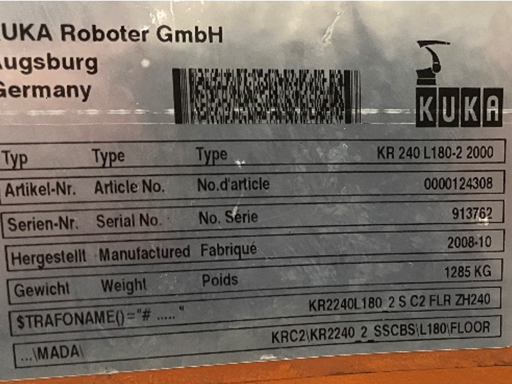Roboter KUKA KR 240 L180-2 2000 Seriennummer 913762 Industrieroboter inklusive Schaltschrank 64689