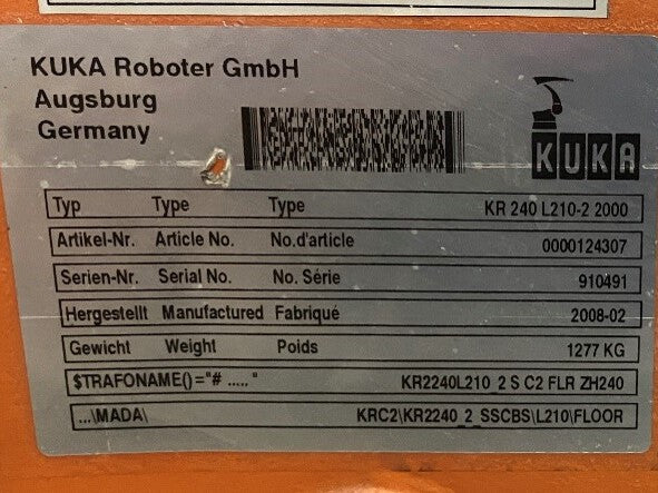 Roboter KUKA KR 240 L210-2 2000 Seriennummer 910491 Industrieroboter inklusive Schaltschrank 57470