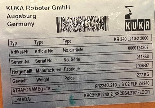 Roboter KUKA KR 240 L210-2 2000 Seriennummer 911888 Industrieroboter inklusive Schaltschrank 64961