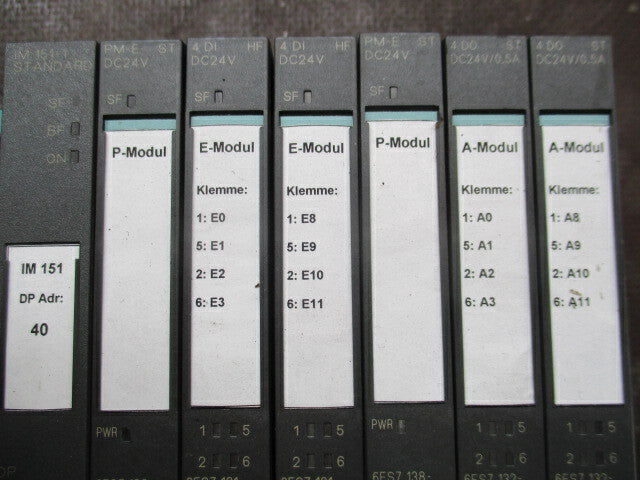 Siemens Profibus-DP ET200S IM 151-1 Standard 6ES7151-1AA05-0AB0 mit 6 Modulen 2 x PM-E 6ES7138-4CA01-0AA0,  2 x 6ES7131-4BD01-0AB0,  2 x 6ES7132-4BD02-0AA0