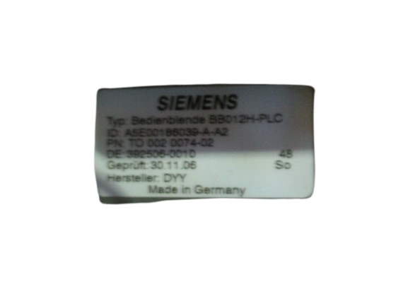 Siemens Push Button Panel PP012-S/ GB602-OP43G-H880-A1