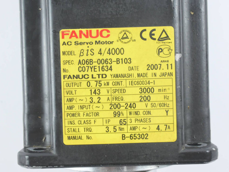 Fanuc A06B-0063-B103 AC Servomotor